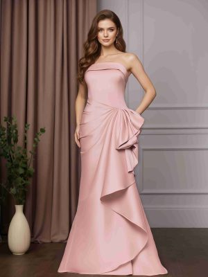 Trumpet/Mermaid Strapless Sleeveless Floor-Length Mother of the Bride Dresses with Ruffles & Bowknot
