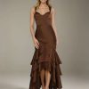 Trumpet/Mermaid Sweetheart Sleeveless Asymmetrical Bridesmaid Dresses with Ruffles