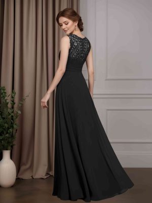 Trumpet/Mermaid V-Neck Sleeveless Floor-Length Mother of the Bride Dresses with Pleated & Overskirt