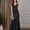 Trumpet/Mermaid V-Neck Sleeveless Floor-Length Mother of the Bride Dresses with Sequins