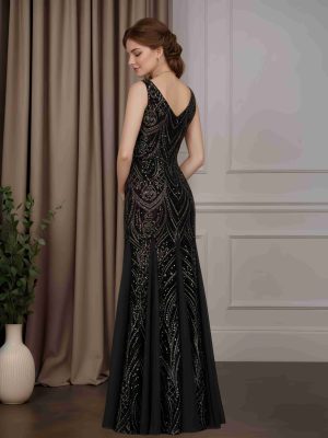 Trumpet/Mermaid V-Neck Sleeveless Floor-Length Mother of the Bride Dresses with Sequins