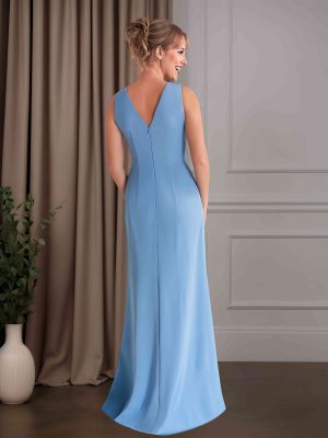 Trumpet/Mermaid V-Neck Sleeveless Floor-Length Mother of the Bride Dresses with Ruffles, Appliques & Bowknot