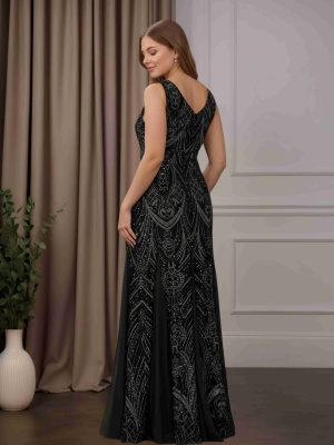 Trumpet/Mermaid V-Neck Sleeveless Floor-Length Mother of the Bride Dresses with Sequins